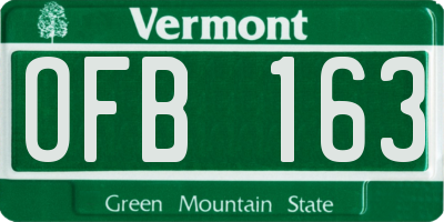 VT license plate OFB163