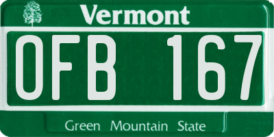 VT license plate OFB167
