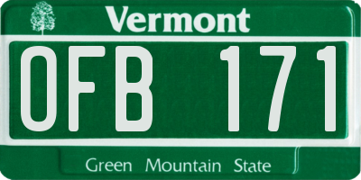 VT license plate OFB171