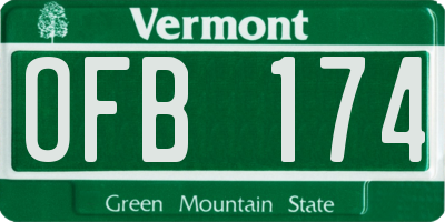 VT license plate OFB174