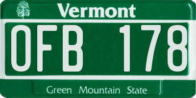 VT license plate OFB178