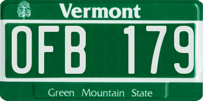 VT license plate OFB179