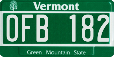 VT license plate OFB182
