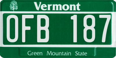 VT license plate OFB187