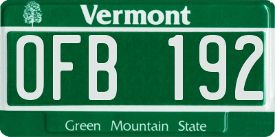 VT license plate OFB192