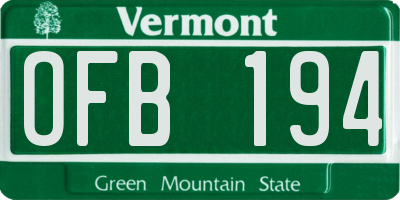 VT license plate OFB194
