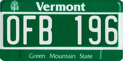 VT license plate OFB196