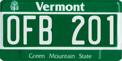 VT license plate OFB201