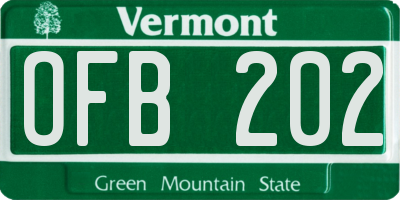 VT license plate OFB202
