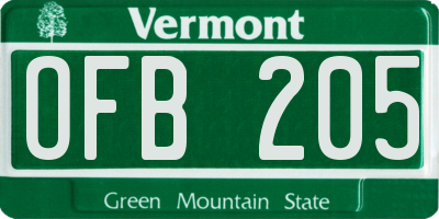 VT license plate OFB205