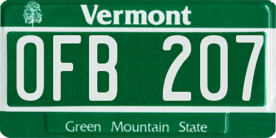 VT license plate OFB207