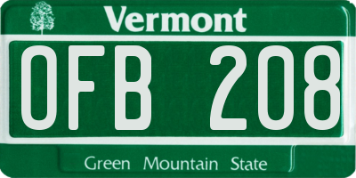 VT license plate OFB208