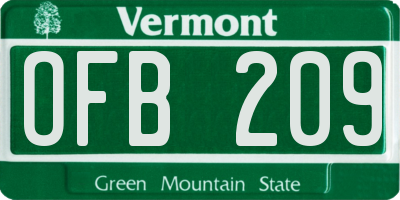 VT license plate OFB209