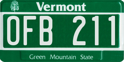 VT license plate OFB211