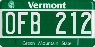 VT license plate OFB212