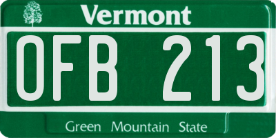VT license plate OFB213
