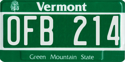 VT license plate OFB214