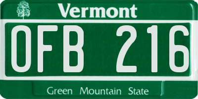 VT license plate OFB216