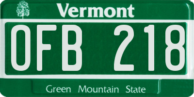 VT license plate OFB218