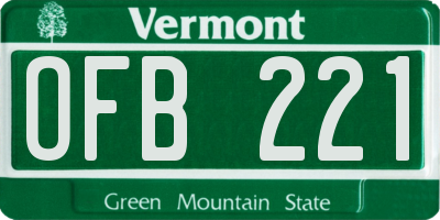 VT license plate OFB221