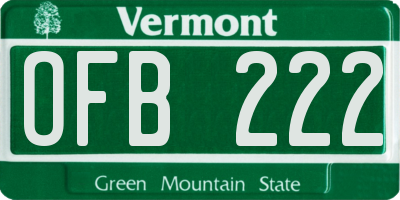 VT license plate OFB222