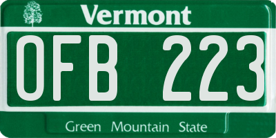 VT license plate OFB223
