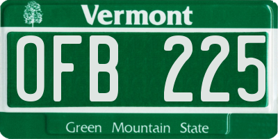 VT license plate OFB225