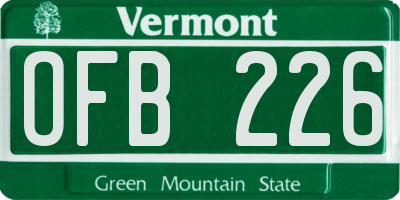 VT license plate OFB226