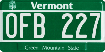 VT license plate OFB227
