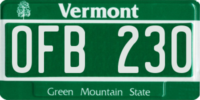 VT license plate OFB230