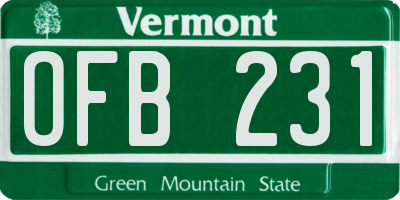 VT license plate OFB231