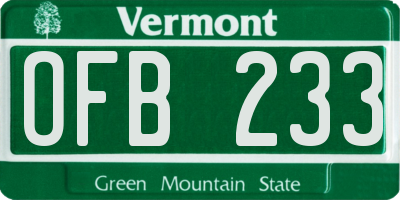 VT license plate OFB233