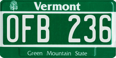 VT license plate OFB236