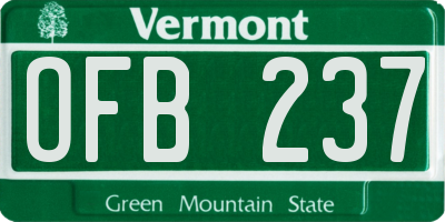 VT license plate OFB237
