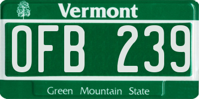 VT license plate OFB239