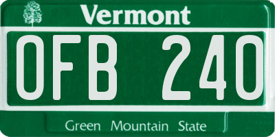 VT license plate OFB240