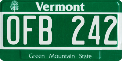 VT license plate OFB242