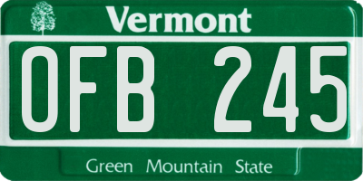 VT license plate OFB245
