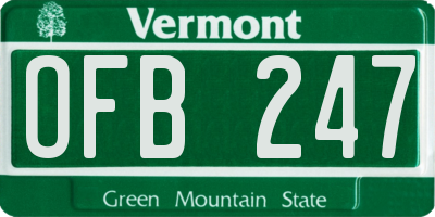 VT license plate OFB247