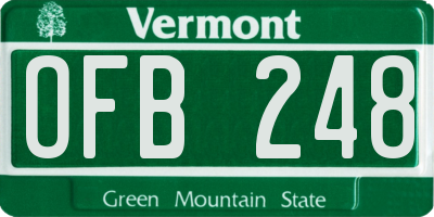 VT license plate OFB248