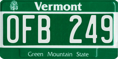 VT license plate OFB249