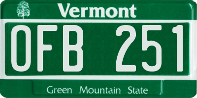 VT license plate OFB251