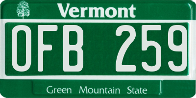 VT license plate OFB259