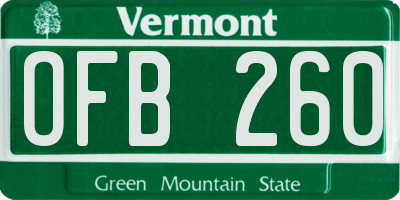 VT license plate OFB260