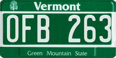 VT license plate OFB263