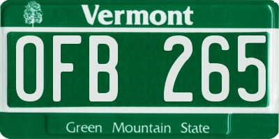 VT license plate OFB265