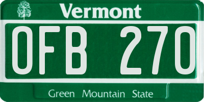 VT license plate OFB270