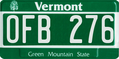 VT license plate OFB276