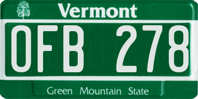 VT license plate OFB278