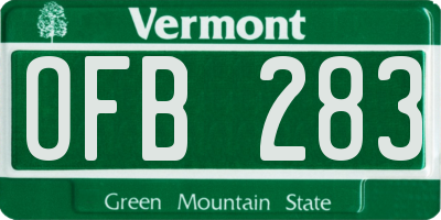 VT license plate OFB283